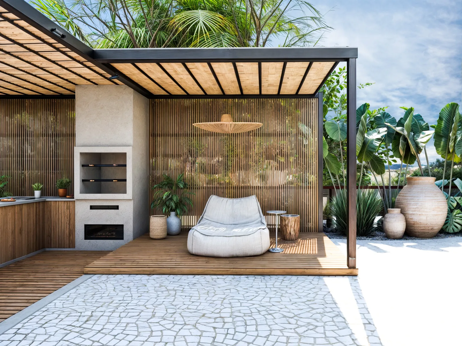 Área gourmet integrada ao jardim